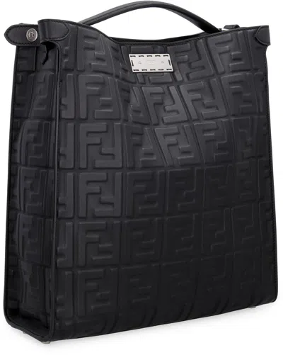 Shop Fendi Peekaboo Leather Bag In Black