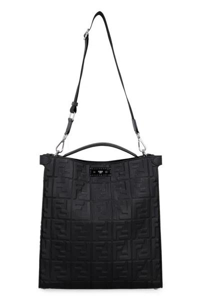 Shop Fendi Peekaboo Leather Bag In Black