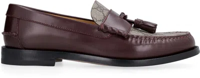 Shop Gucci Leather Loafers In Red-purple Or Grape