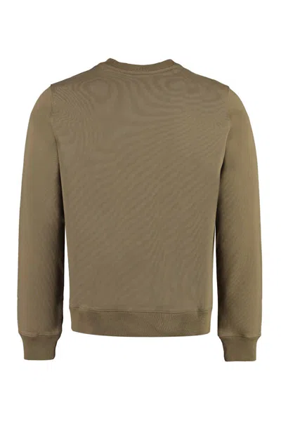 Shop Maison Kitsuné Campus Fox Printed Cotton Sweatshirt In Brown