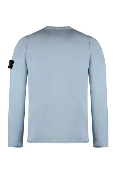 Shop Stone Island Cotton Crew-neck Sweater In Blue