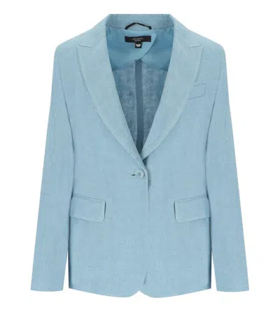 Shop Weekend Max Mara Nalut Light Blue Single-breasted Jacket