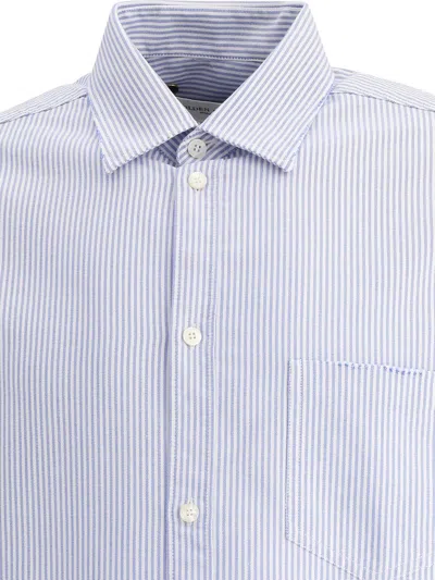Shop Golden Goose "alvise" Striped Shirt In Blue