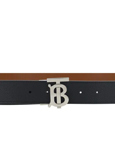 Shop Burberry Belts E Braces In Black/tan/silver