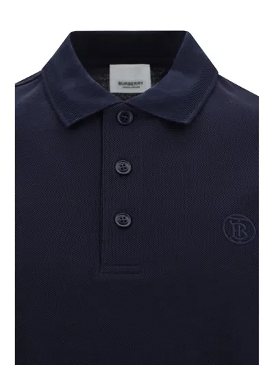 Shop Burberry Polo Shirts In Coal Blue