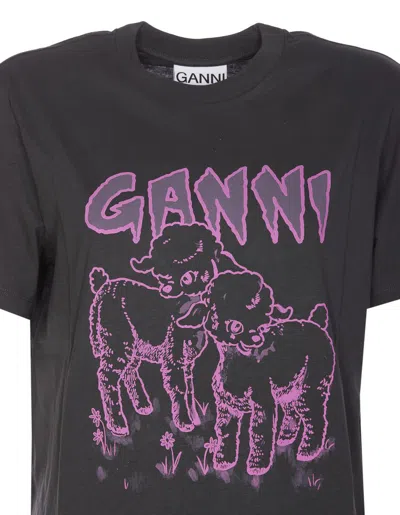 Shop Ganni T-shirts And Polos In Black