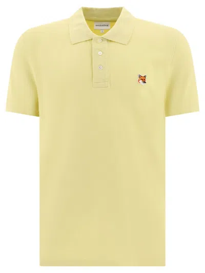 Shop Maison Kitsuné "fox Head" Polo Shirt In Yellow