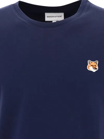 Shop Maison Kitsuné "fox Head" T-shirt In Blue