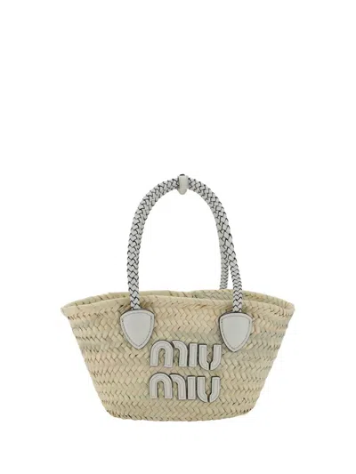 Shop Miu Miu Handbags In Naturale+bianco