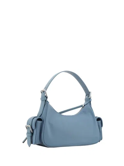 Shop Pinko Shoulder Bags In Cool Blue-shiny Nickel