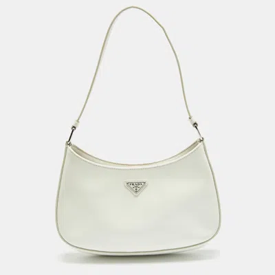 Shop Prada Patent Leather Cleo Shoulder Bag In White