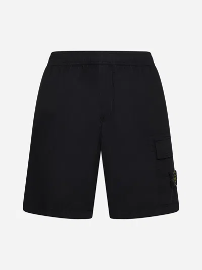 Shop Stone Island Comfort-fit Cotton Shorts In Black
