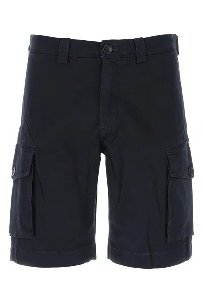 Shop Woolrich Navy Blue Stretch Cotton Bermuda Shorts