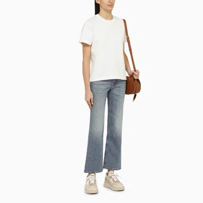 Shop Chloé Washed-effect Cropped Denim Jeans In Blue