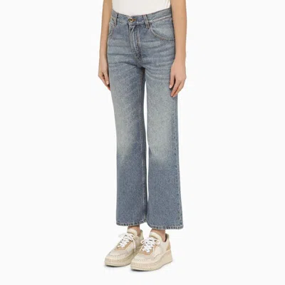 Shop Chloé Washed-effect Cropped Denim Jeans In Blue