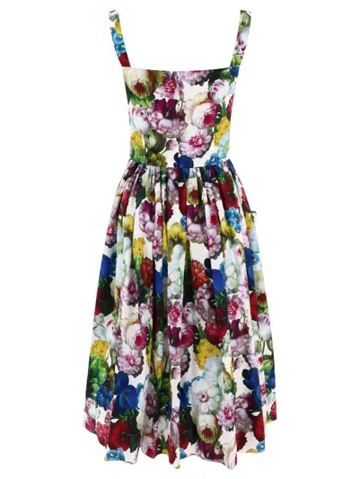 Shop Dolce & Gabbana Dress With Nocturnal Flower Print In White