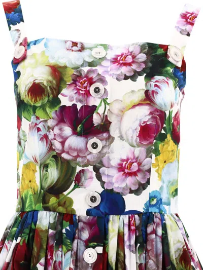 Shop Dolce & Gabbana Dress With Nocturnal Flower Print In White