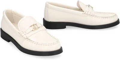 Shop Jimmy Choo Addie Leather Loafers In White