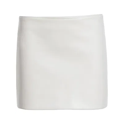 Shop Khaite Leather Mini Skirt In White