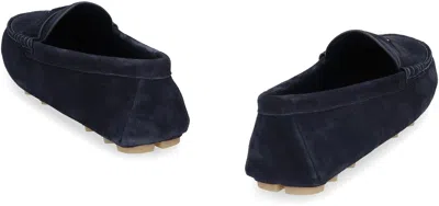 Shop Miu Miu Suede Loafers In Blue