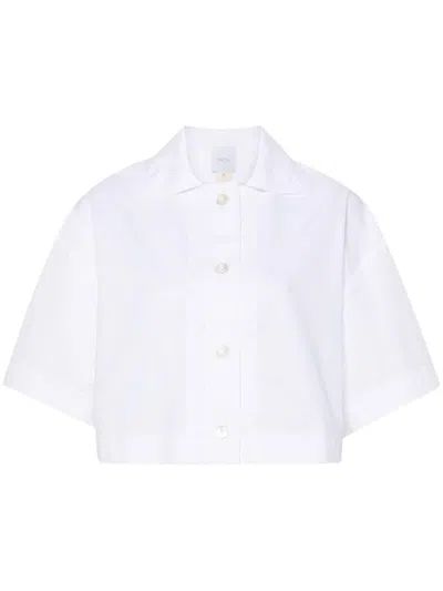 Shop Patou Cotton Crop Shirt With Wavy Appliqué In White