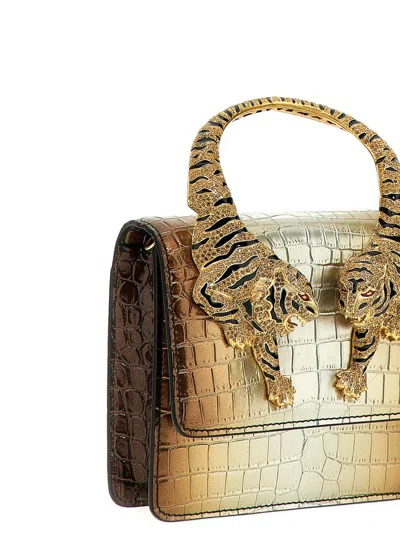 Shop Roberto Cavalli 'roar' Medium Handbag In Beige
