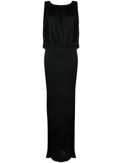 Shop Saint Laurent Long Jersey Dress In Black