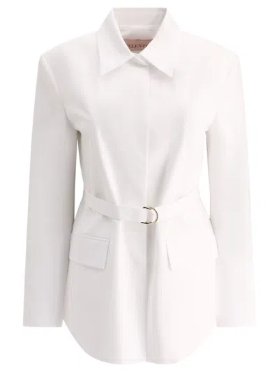 Shop Valentino Compact Popeline Pea Coat In White