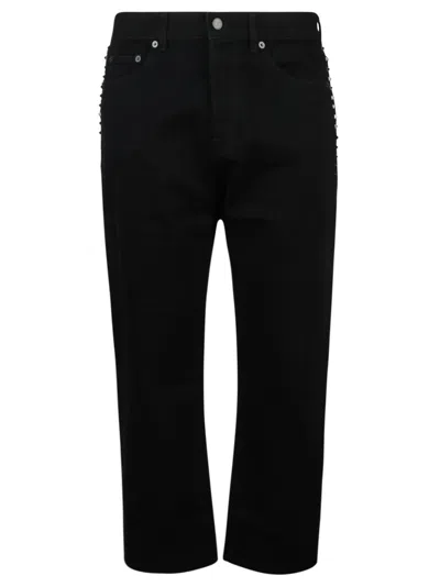 Shop Valentino Side Studded 5 Pockets Jeans In Black