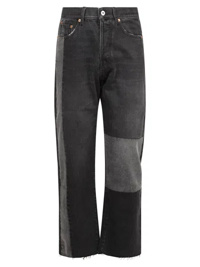 Shop Valentino Jeans 5 Tasche Patch Grigio In Grey