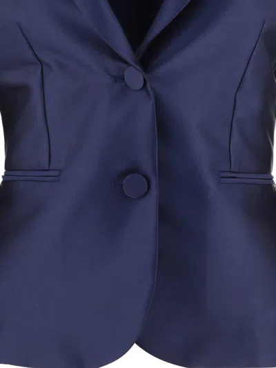 Shop Fit F.it Satin Single-breasted Blazer In Blue