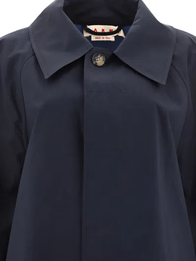 Shop Marni Cotton Raincoat In Blue