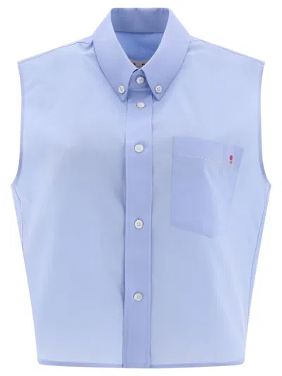 Shop Marni Poplin Shirt In Blue