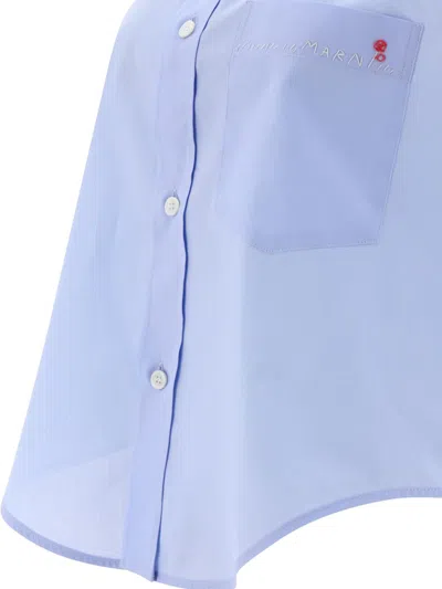 Shop Marni Poplin Shirt In Blue