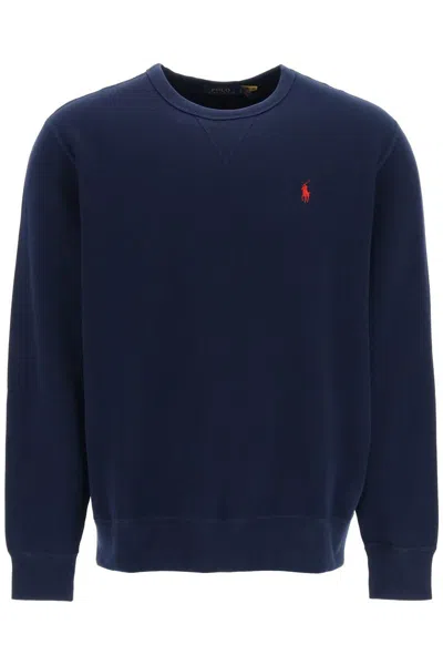 Shop Polo Ralph Lauren Logo Embroidery Sweatshirt In Blue