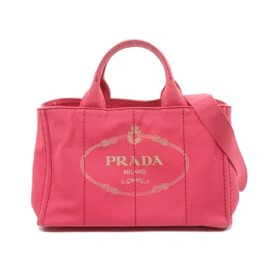 Shop Prada Canapa Kanapa Handbag Tote Bag Canvas 2way In Pink