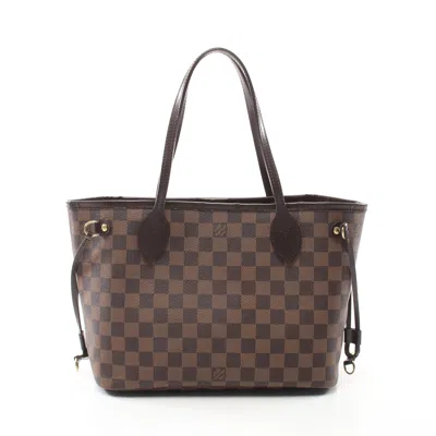 Pre-owned Louis Vuitton Neverfull Pm Damier Ebene Handbag Tote Bag Pvc Leather Brown