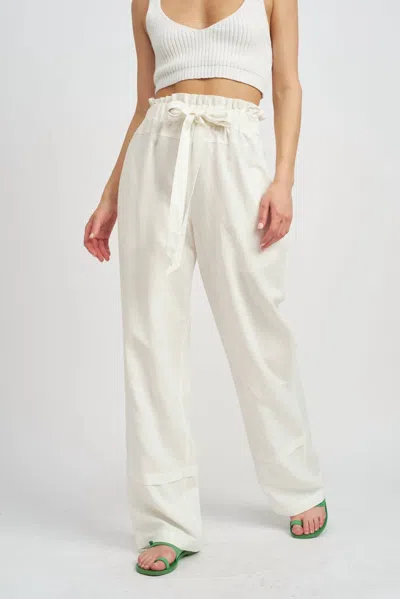 Shop En Saison Drawstring Linen Pant In Off White