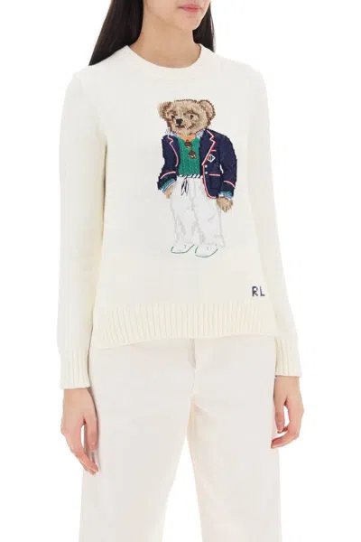 Shop Polo Ralph Lauren Polo Bear Cotton Sweater In White