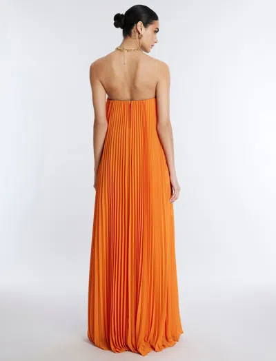 Shop Bcbgmaxazria Cressida Strapless Gown In Russet Orange