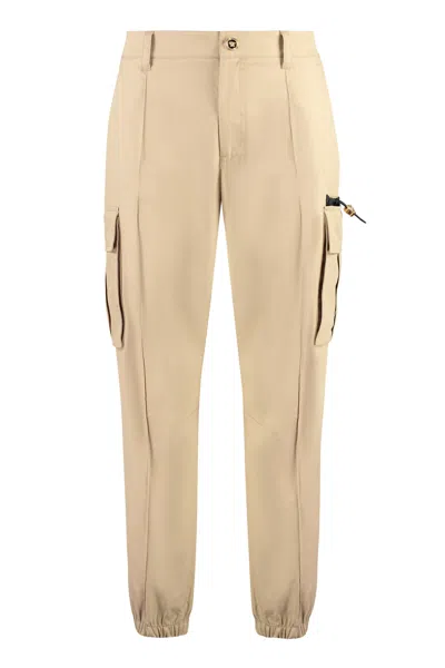 Shop Versace Cotton Cargo-trousers In Sand