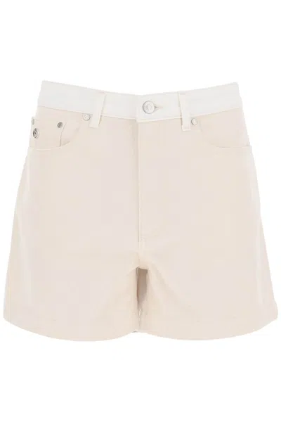 Shop Stella Mccartney Banana Denim Shorts In Whiteecru (white)