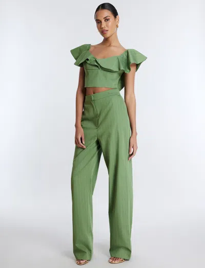 Shop Bcbgmaxazria Pinstripe Trouser In Green Stripe