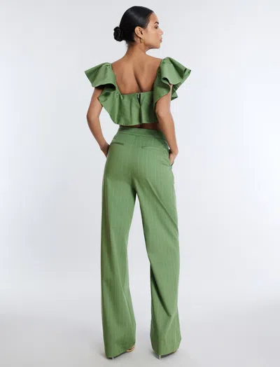 Shop Bcbgmaxazria Pinstripe Trouser In Green Stripe