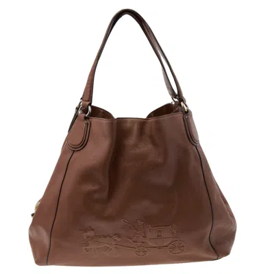 Shop Coach Leather Edie Carriage Shoulder Bag In Brown