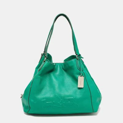 Shop Coach Leather Embossed Carriage Edie Shoulder Bag In Green
