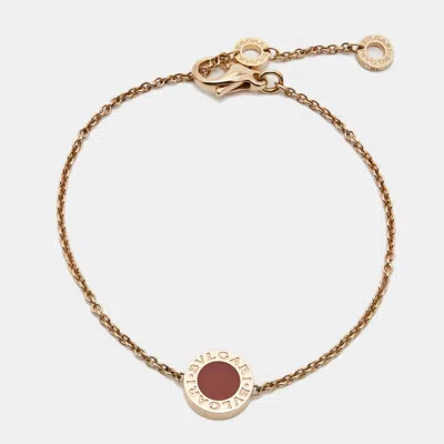 Shop Bvlgari Carnelian Mother Of Pearl 18k Rose Gold Bracelet M/l