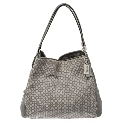 Shop Coach Signature Canvas And Leather Edie 31 Shoulder Bag In Grey
