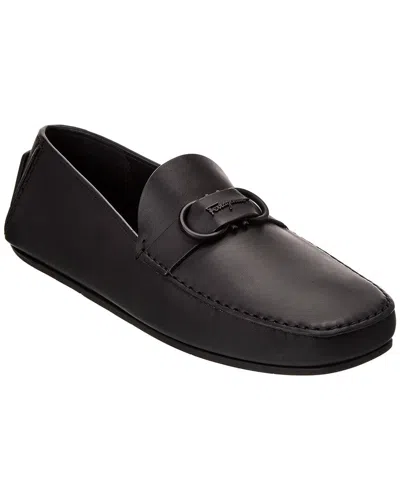 Shop Ferragamo Palinuro T Leather Loafer In Black