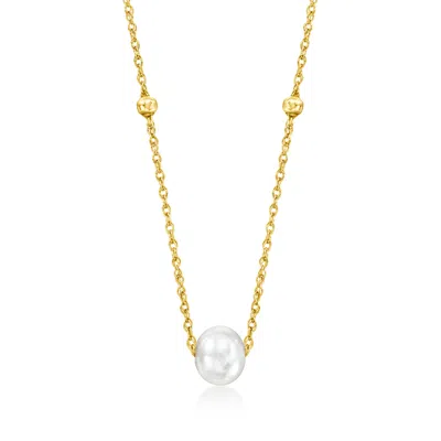 Rs Pure By Ross-simons 4-5mm Cultured Pearl Station Necklace In 14kt Yellow Gold In Multi